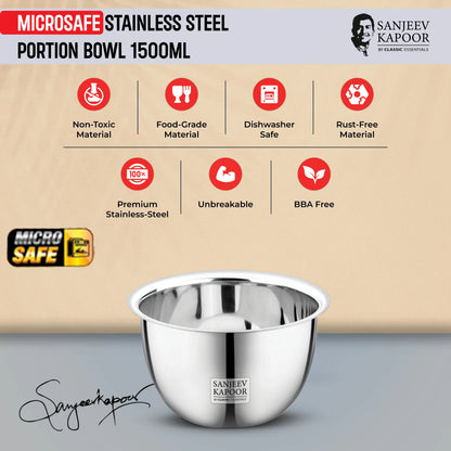 Classic Essentials MICROSAFE Stainless Steel Portion Bowl 1500ml