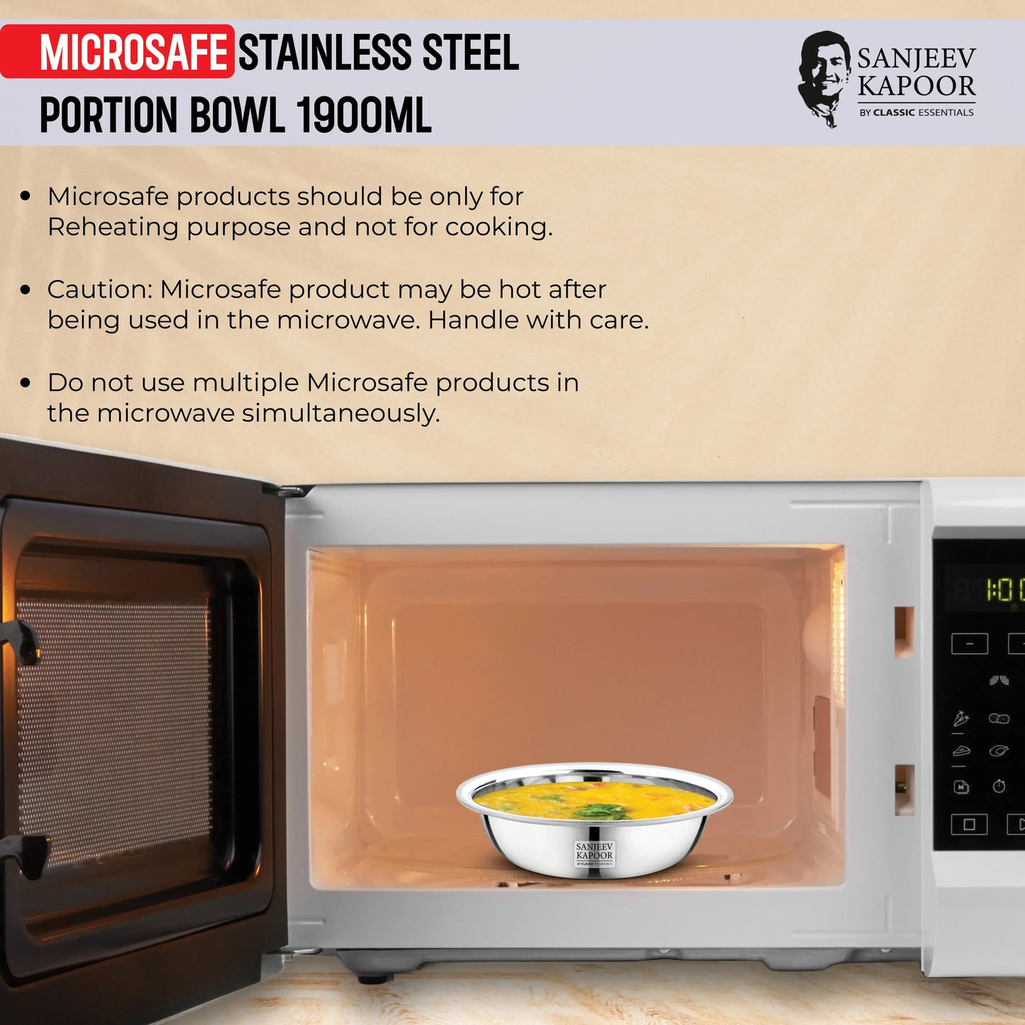 Classic Essentials MICROSAFE Stainless Steel Portion Bowl 1900ml