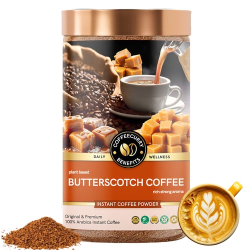 Butterscotch Coffee - Arabica Freeze Dried Coffee for Instant Hot & Cold Coffee