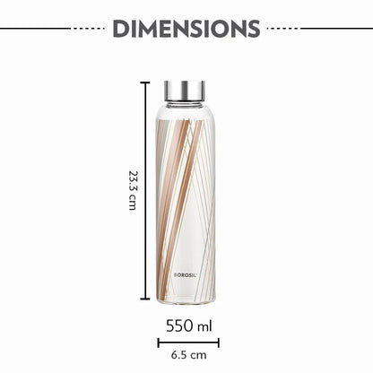 Borosil Prism Glass Bottle Narrow Mouth Silver Lid 550ml