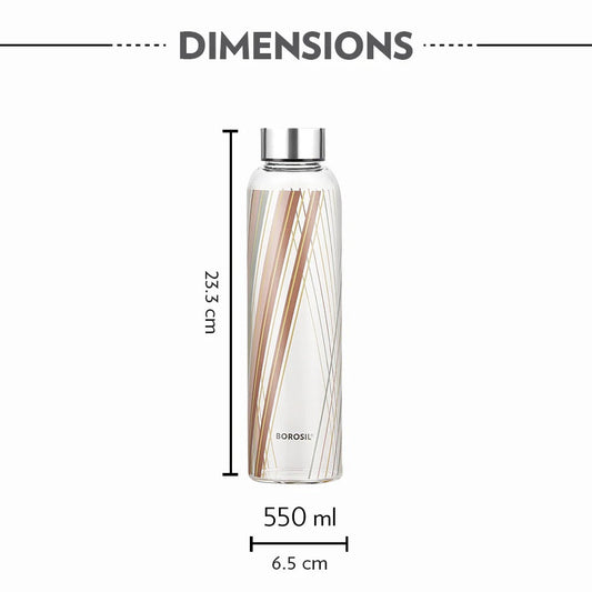 Borosil Prism Glass Bottle Narrow Mouth Silver Lid 550ml