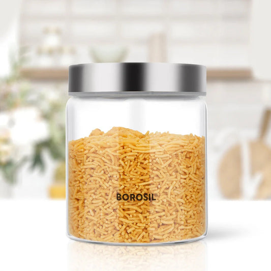 Borosil Endura Screwtop Jar Grey Lid 600ml