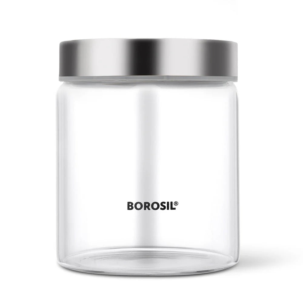 Borosil Endura Screwtop Jar Grey Lid 600ml