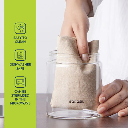 Borosil Endura Screwtop Jar Grey Lid 600ml