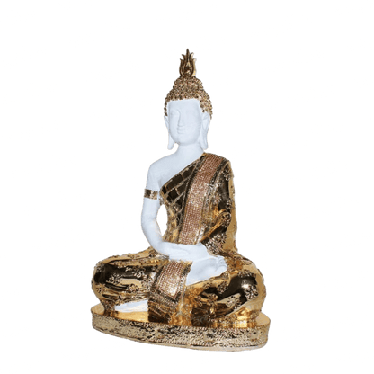 Svastika Gold & White Meditating Buddha Statue