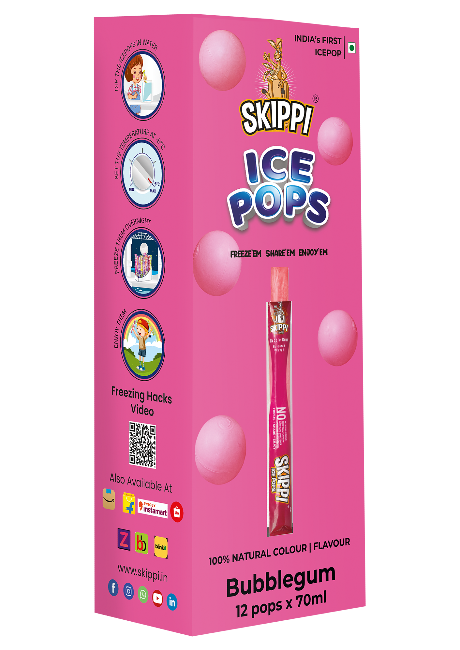 Skippi Bubble Gum Flavor Ice pop,  Pack of 12