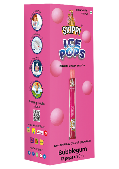 Skippi Bubble Gum Flavor Ice pop,  Pack of 12