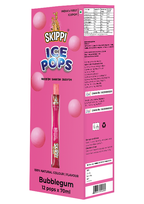 Skippi Bubble Gum Flavor Ice pop,  Pack of 12