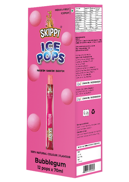 Skippi Bubble Gum Flavor Ice pop,  Pack of 12