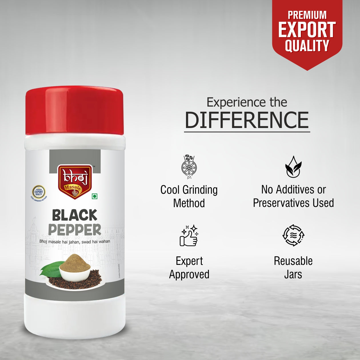 Black Pepper Powder ( Kali Mirchi)– PET JAR 500g (Net 450g)