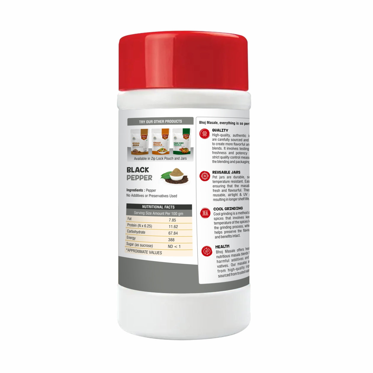 Black Pepper Powder ( Kali Mirchi)– PET JAR 500g (Net 450g)