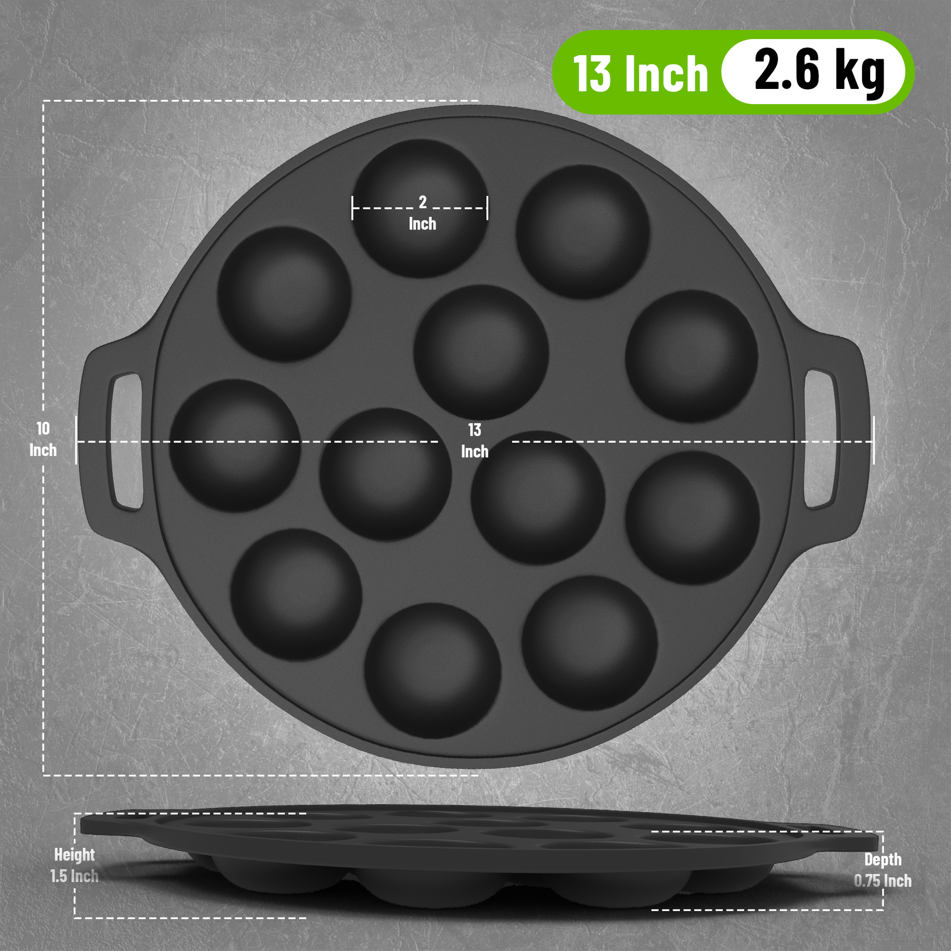 Esspy 12 Pit Pre-Seasoned Cast Iron Paniyaram Pan | Non-stick | Induction Friendly | Appe/Paddu Pan | 100% Pure & Toxin-Free | Gunta Ponganalu/Paddu | Cast Iron Cookware