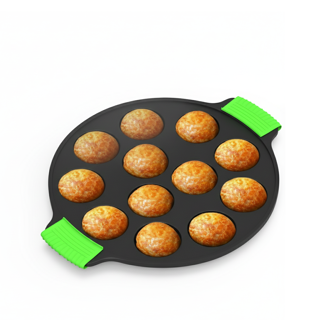 Esspy 12 Pit Pre-Seasoned Cast Iron Paniyaram Pan With Silicon Handle | Non-stick | Induction Friendly | Appe/Paddu Pan | 100% Pure & Toxin-Free | Gunta Ponganalu/Paddu | Cast Iron Cookware