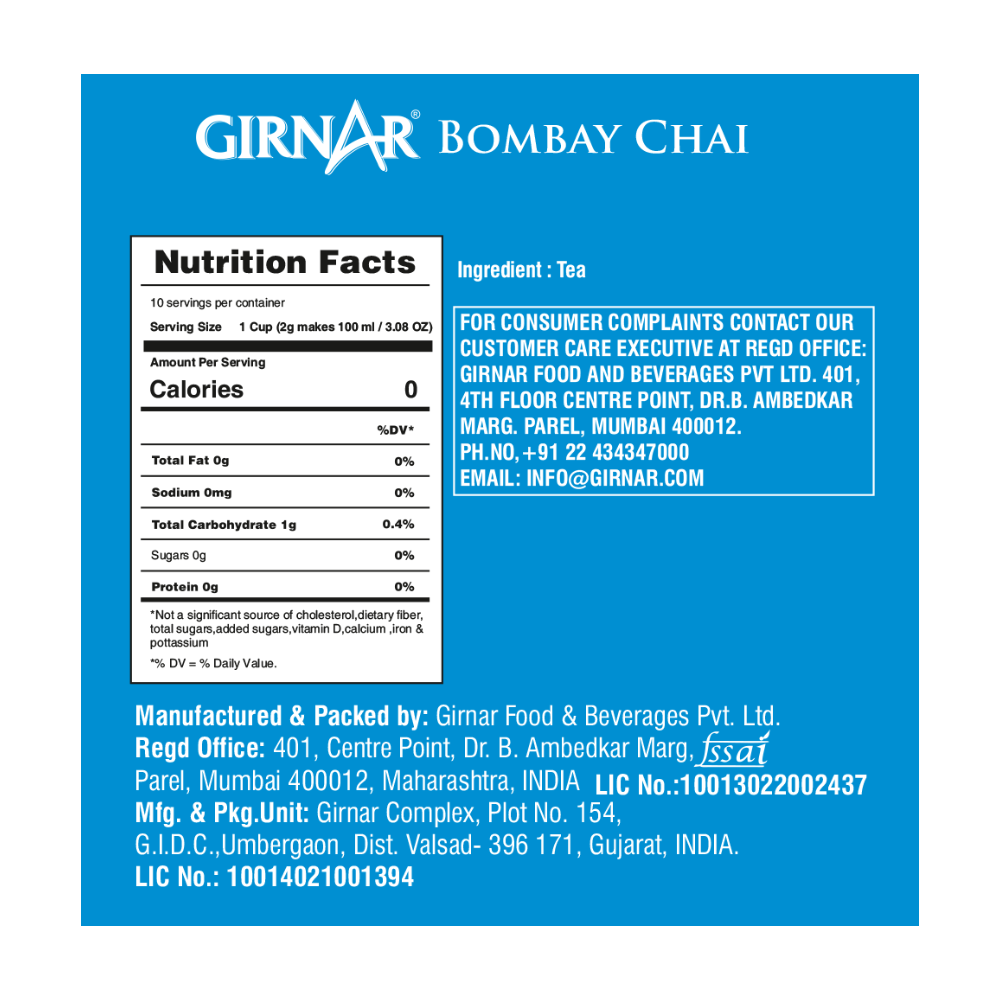 Girnar Black Tea Bags - Bombay Chai