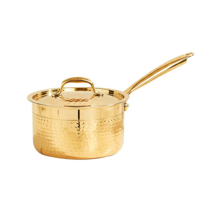 Artarium Brass Sauce Pan with Lid Traditional Brass Cookware