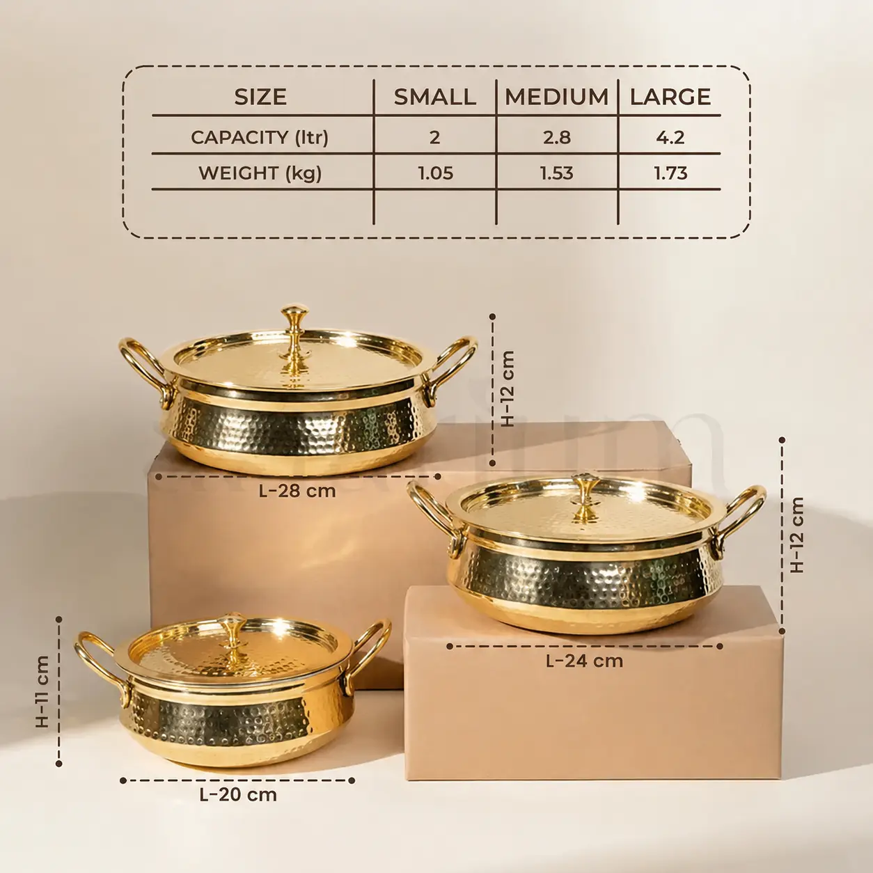 Artarium Brass Handi with Lid for Biryani and Slow Cooking