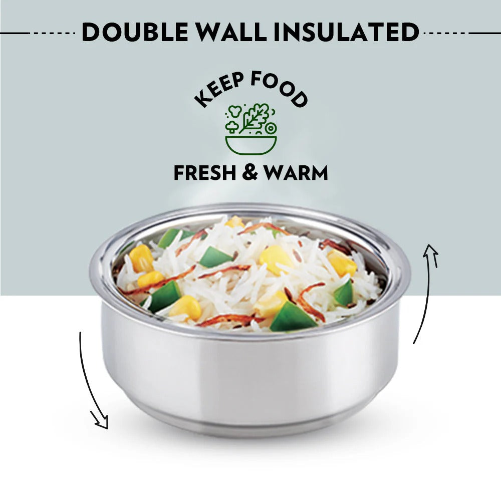 Borosil CarryFresh Steel Lunch Box Set (180ml + 280ml×2)