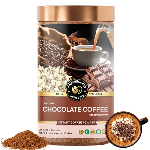 Chocolate Instant Coffee Powder - Arabica Freeze Dried Coffee for Instant Hot & Cold Coffee