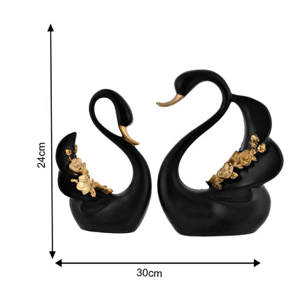 Swan Pair Feather Design Sculpture