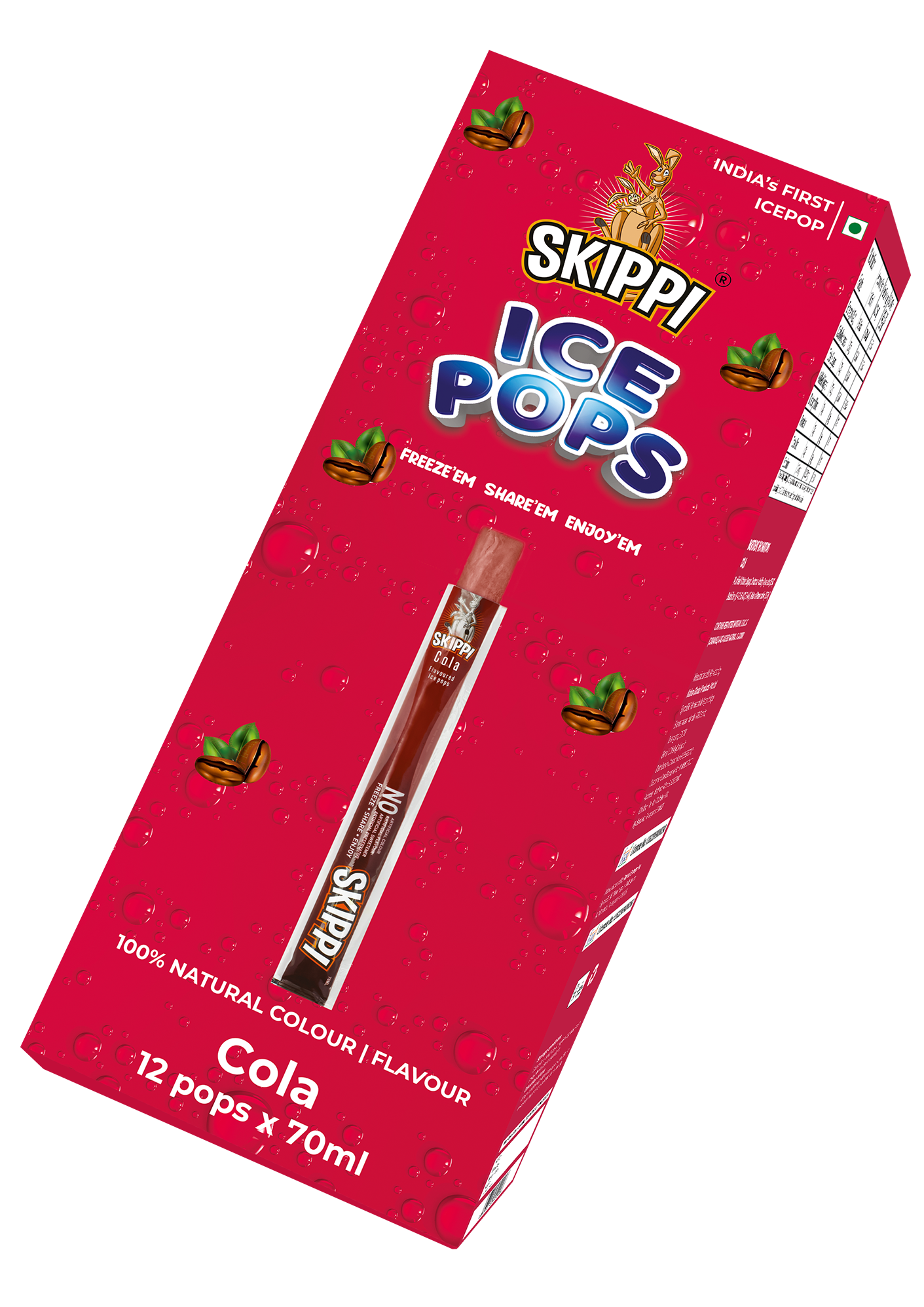 Skippi Cola Flavor Ice Pop, Pack Of 12