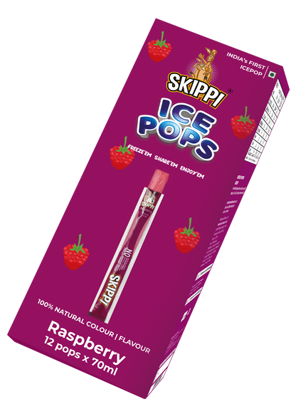 Raspberry Flavor Skippi Natural Ice Pop, Pack Of 12 Ice Pops