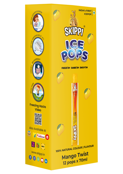Skippi Mango Twist Flavor Ice Pop, Pack of 12