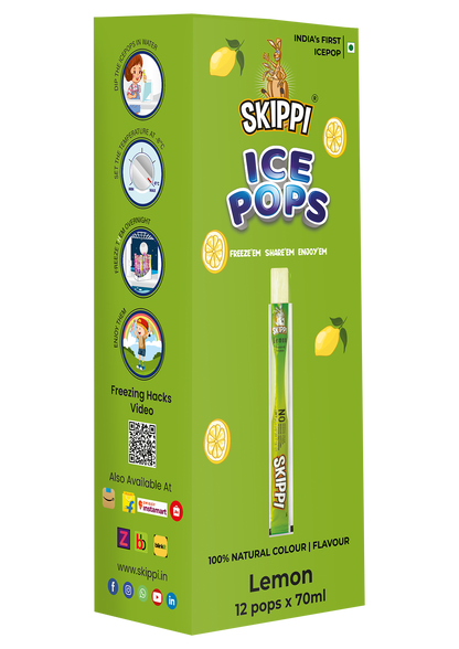 Skippi Lemon Flavor Ice Pop, Pack Of 12