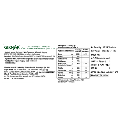 Girnar Instant Cardamom Chai Premix With Organic Jaggery