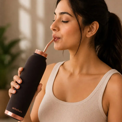 Artarium Eco-Friendly Copper Bottle with Straw and Cleaning Brush