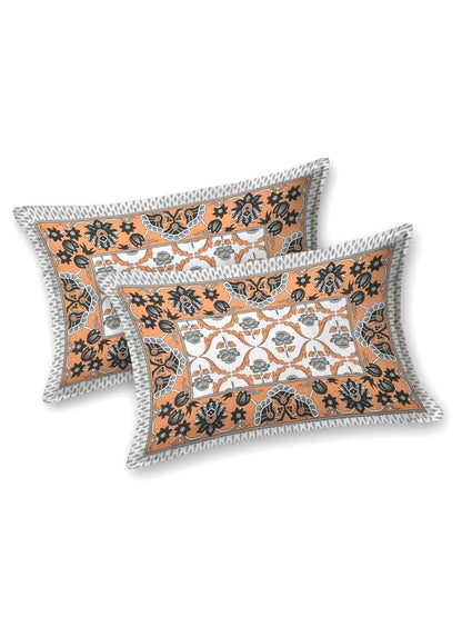 100% Pure Cotton Traditional Printed Bedsheet for Double Bed King Size Bedsheet with 2 Pillow Covers