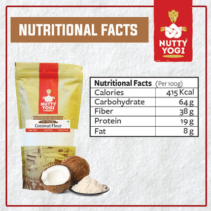 Nutty Yogi Gluten Free Coconut Flour , Atta Grain Free, Delicious, Healthy Alternative, Goodness of Coconut, Good Fat, Low Carb, Keto Friendly -400g