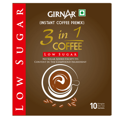 Girnar Instant Coffee 3 In 1 (10 Sachets - Low Sugar)