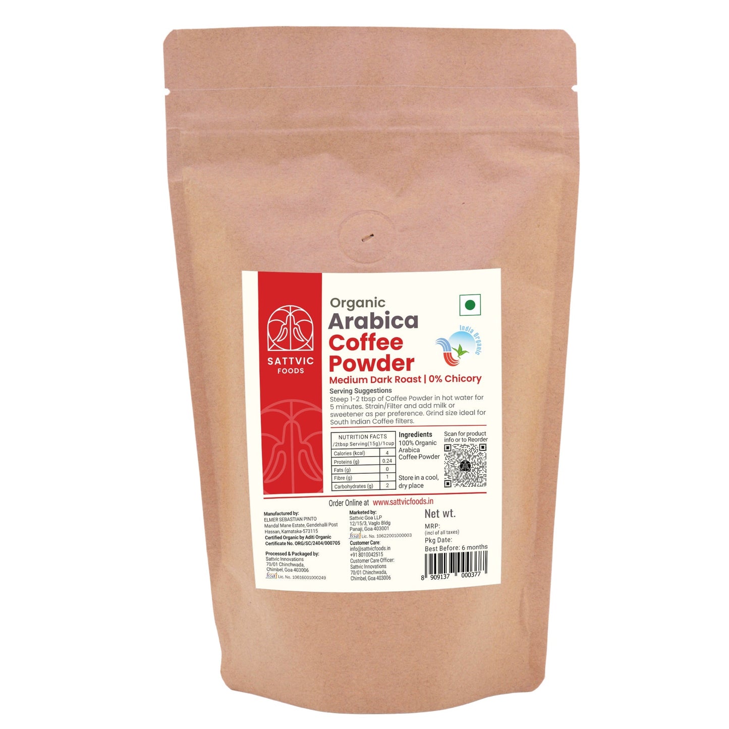 Arabica Organic Coffee Powder | Medium Dark Roast