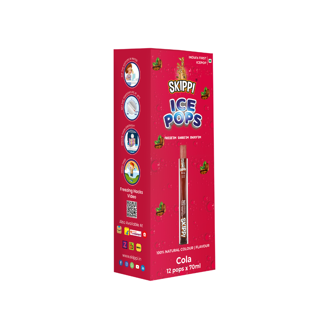 Cola Flavor Skippi Natural Ice Pop, Pack Of 12 Ice Pops