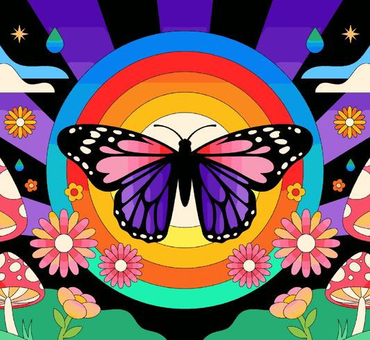 Colourful Butterfly with Flowers
