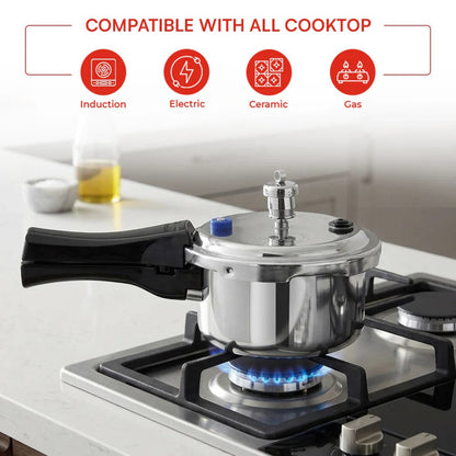 Vinod Platinum Triply Stainless Steel Pressure Cooker Induction Gas