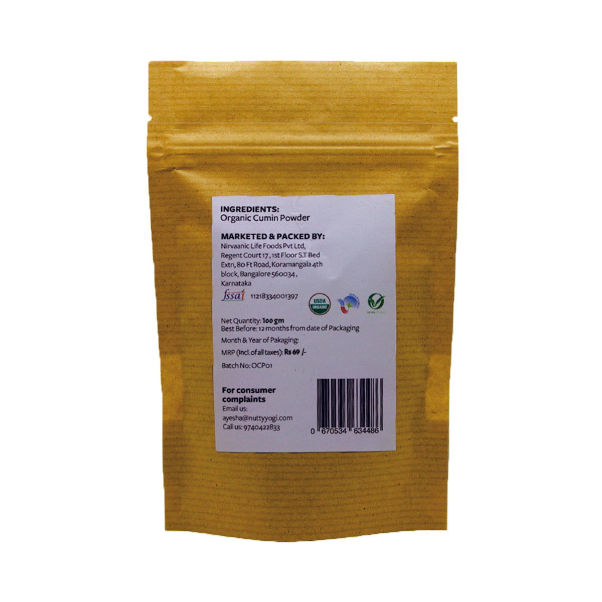 Nutty Yogi Organic Cumin Seeds Powder 100gm
