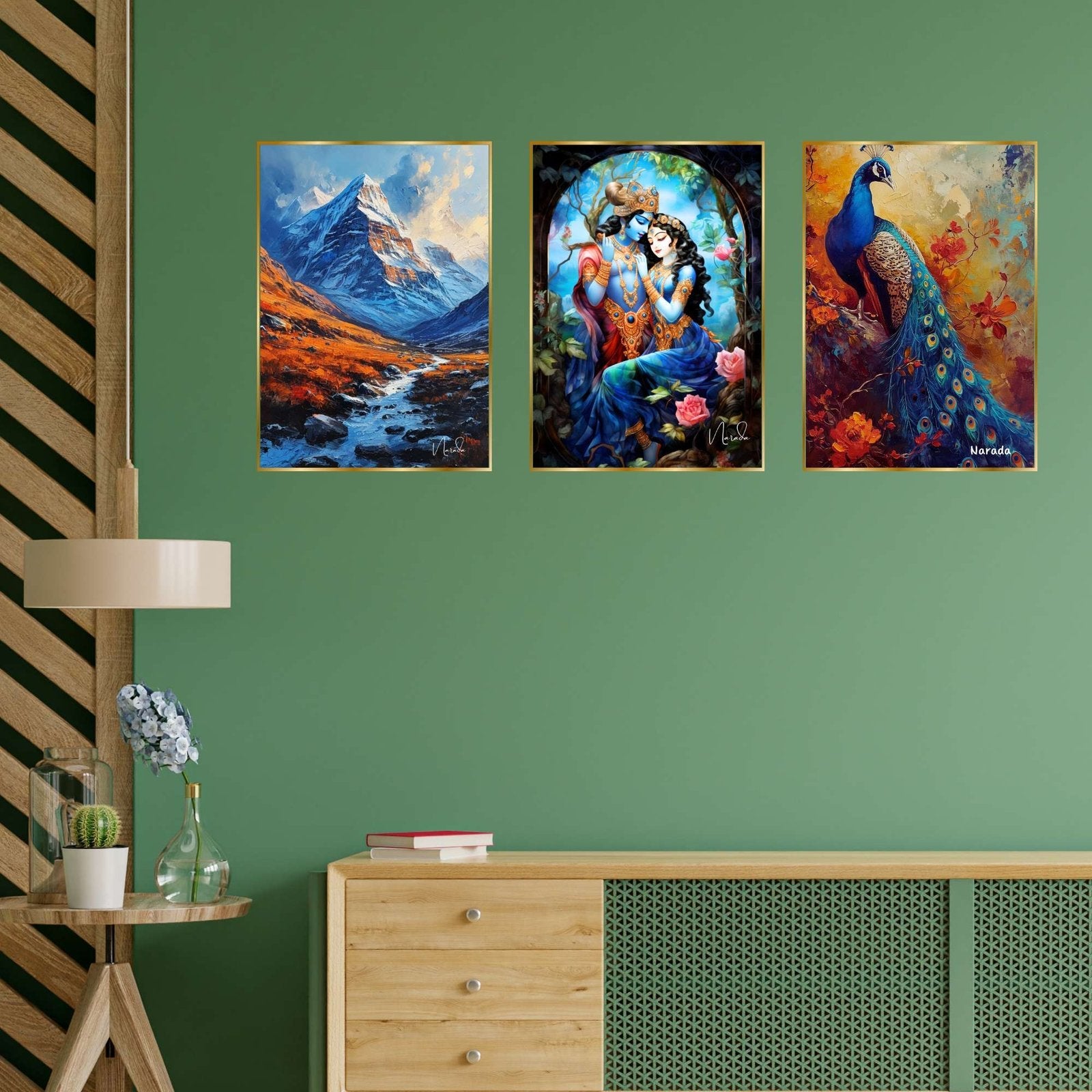 Set of Three Wall Paintings for Wall Dacoration Golden Framed Wall Paintings for Living Room & Bedroom Wall Art for Home Decoration & Office Wall Décor (18×12 inch CH-GD3-1)