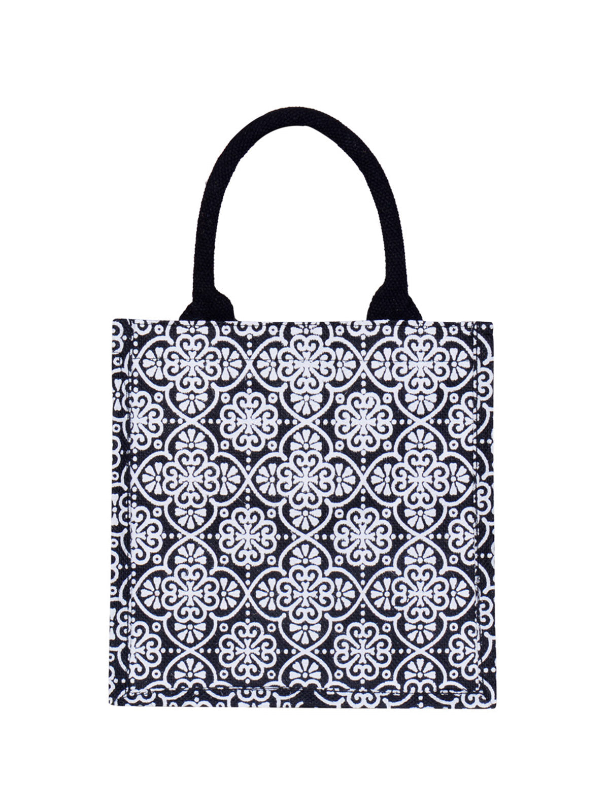 Jute Cottage Mughal Print Zipper Lunch Bag 100% Genuine Jute