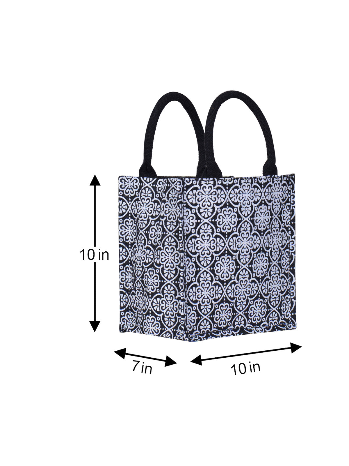 Jute Cottage Mughal Print Zipper Lunch Bag 100% Genuine Jute
