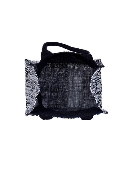 Jute Cottage Mughal Print Zipper Lunch Bag 100% Genuine Jute