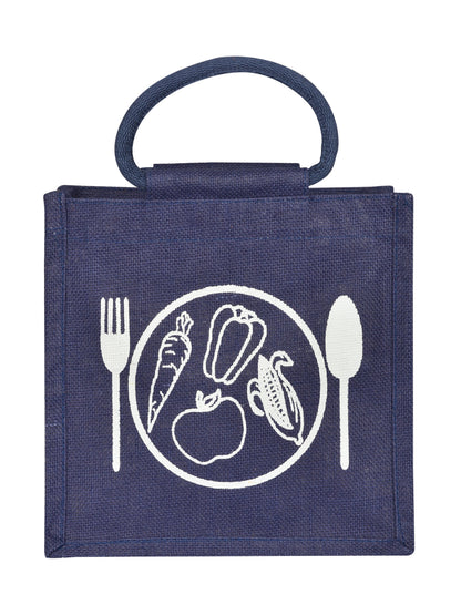 Jute Cottage Spoon & Fork Print Lunch Bag Zipper