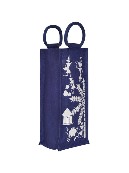 Jute Cottage Bottle Bag Warli Print