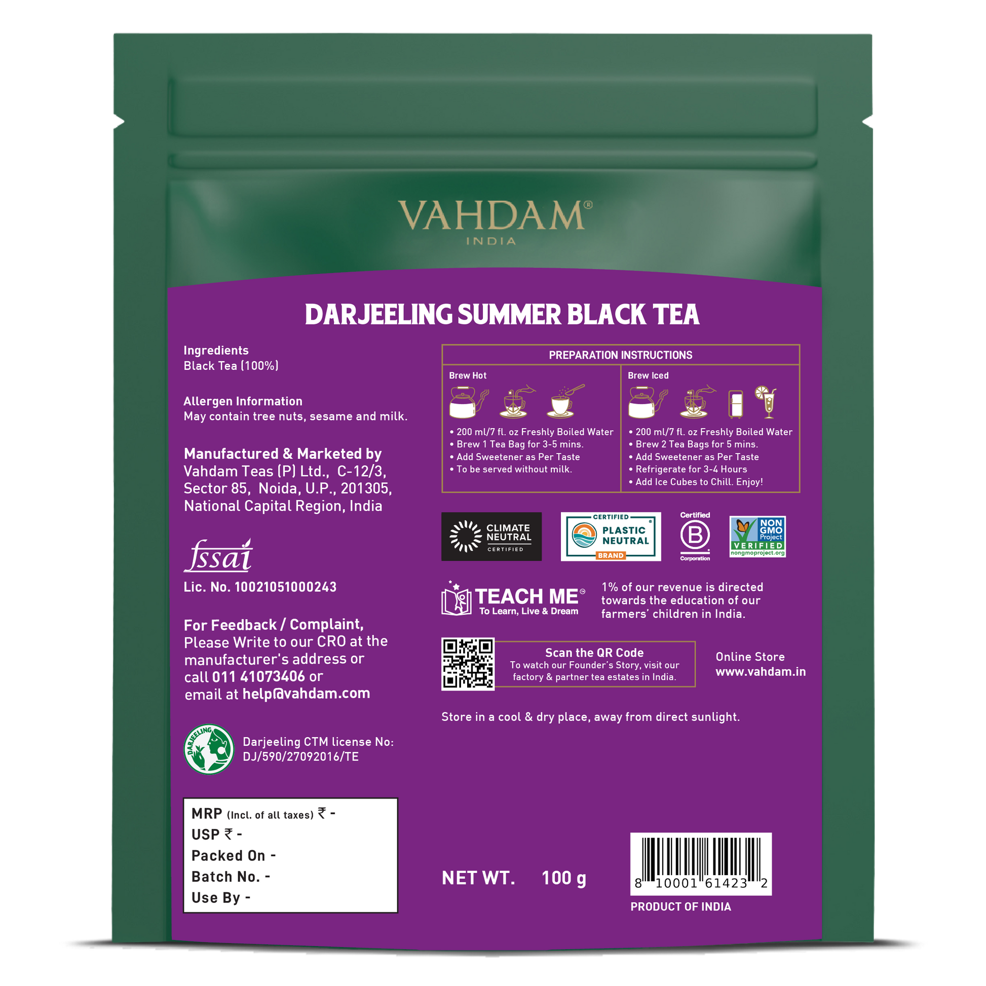 Darjeeling Summer Black Tea, 50 Count
