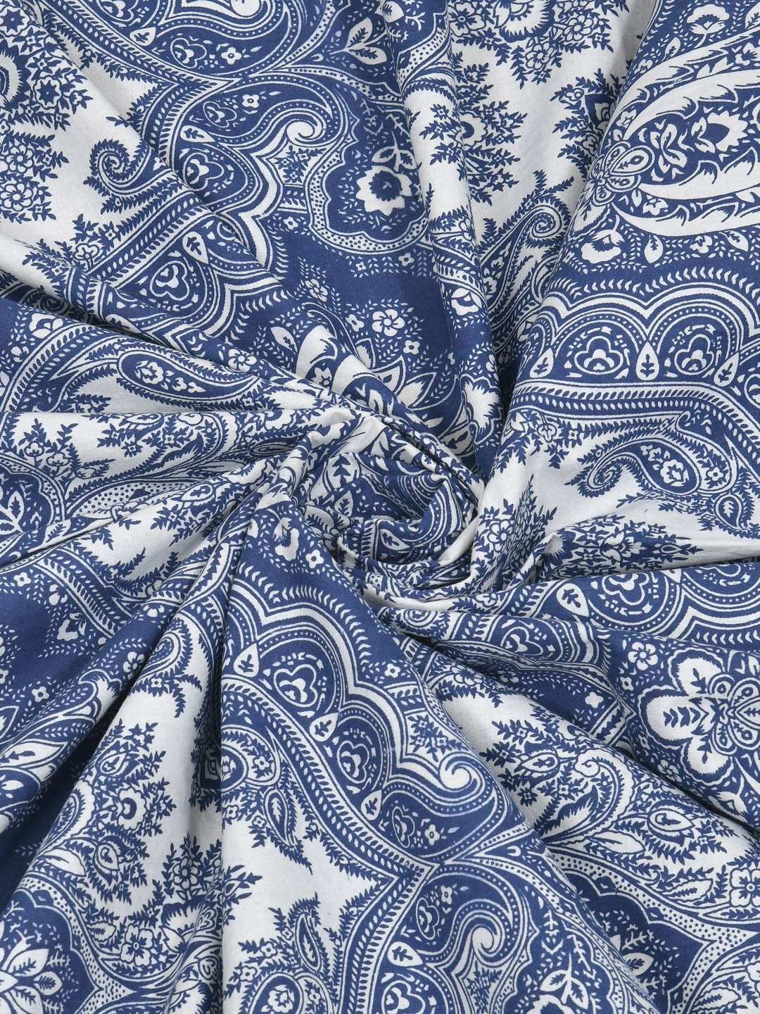 100% Pure Cotton Traditional Printed Bedsheet for Double Bed King Size Bedsheet with 2 Pillow Covers