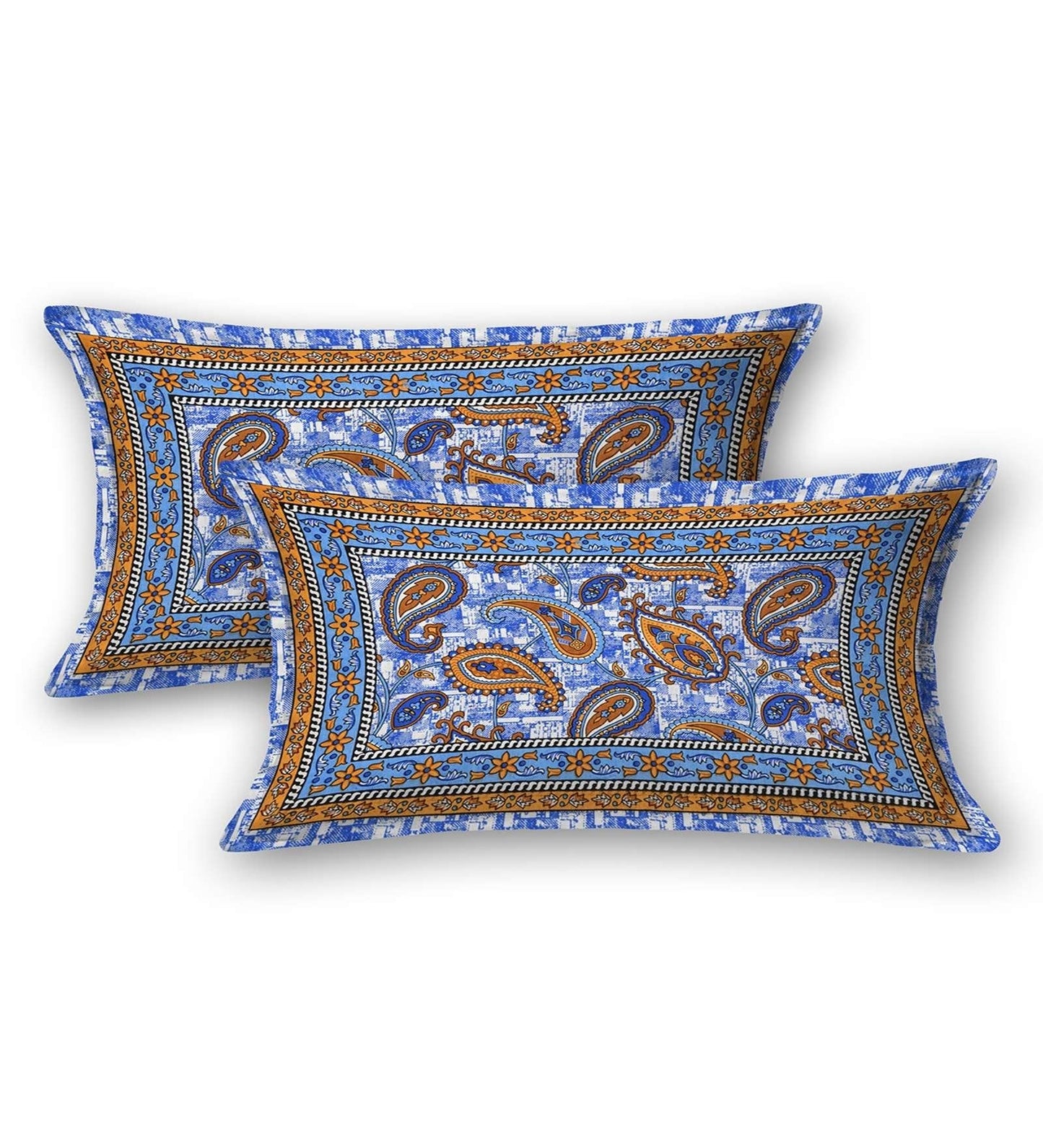 100% Pure Cotton Traditional Printed Bedsheet for Double Bed King Size Bedsheet with 2 Pillow Covers