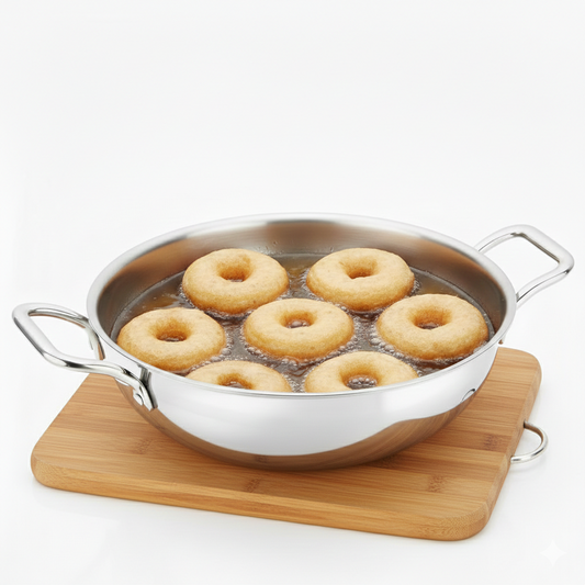 Esspy Triply Stainless Steel Kadai for Cooking, Non Stick Kadai, Triply Kadhai, Metal Spatula Friendly, Induction & Gas Stove Compatible