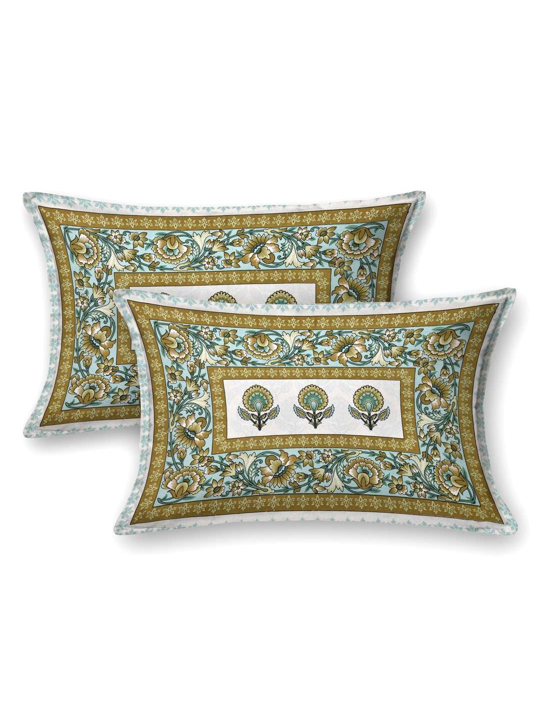100% Pure Cotton Traditional Printed Bedsheet for Double Bed King Size Bedsheet with 2 Pillow Covers