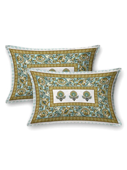 100% Pure Cotton Traditional Printed Bedsheet for Double Bed King Size Bedsheet with 2 Pillow Covers