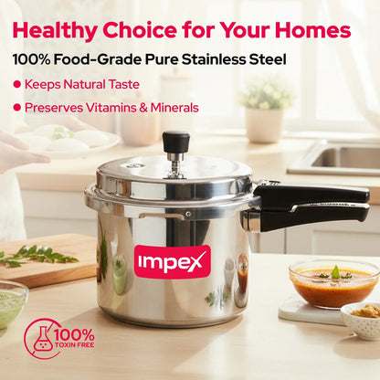 Impex EP3 3 Litre Stainless Steel Pressure Cooker Induction Base Sandwich Bottom Silver
